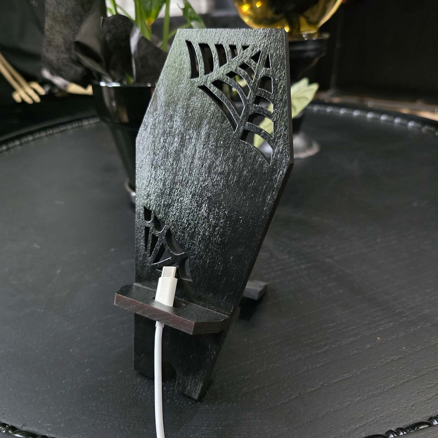 Spider Web Coffin Phone Stand